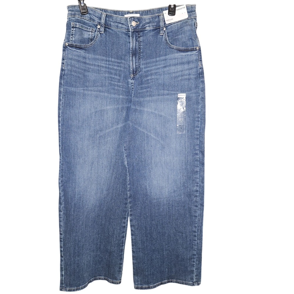 NWT Liz Claiborne Denim Jeans Wide Leg High Rise Parkside Wash Size 14 Whisker